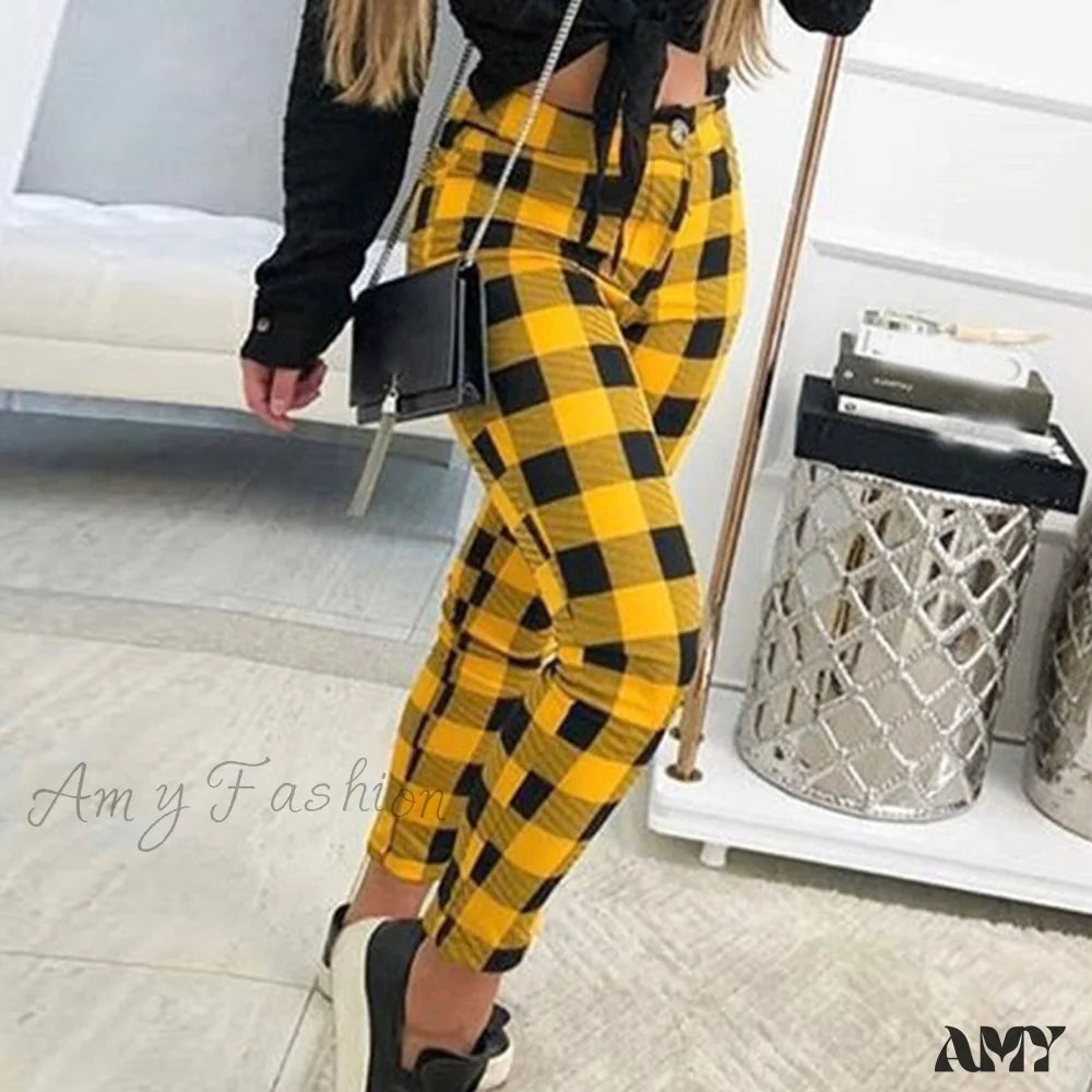 Amy Fashion - Casual Elastic High Waist Loose Pockets Long Pants