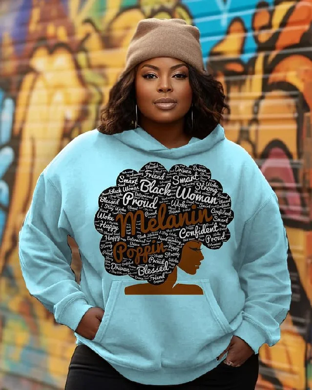 Melanin Womens Slogan Long Sleeves Hoodie