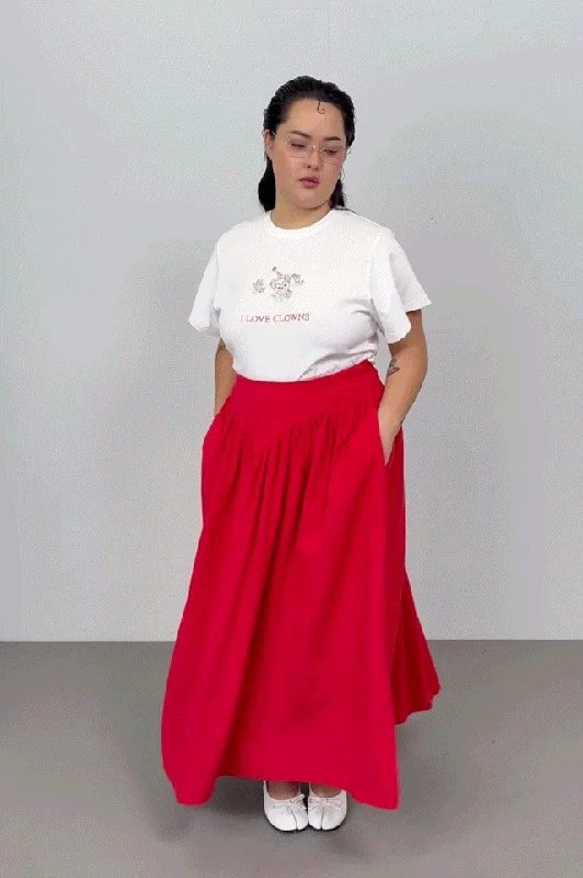 Park Linen Skirt  Red