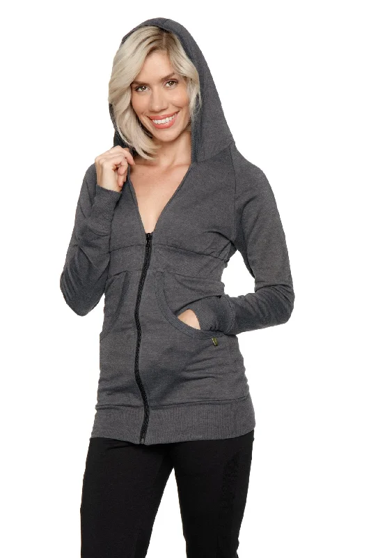 Zip-up Long Body Travel Hoodie Jacket (Charcoal)