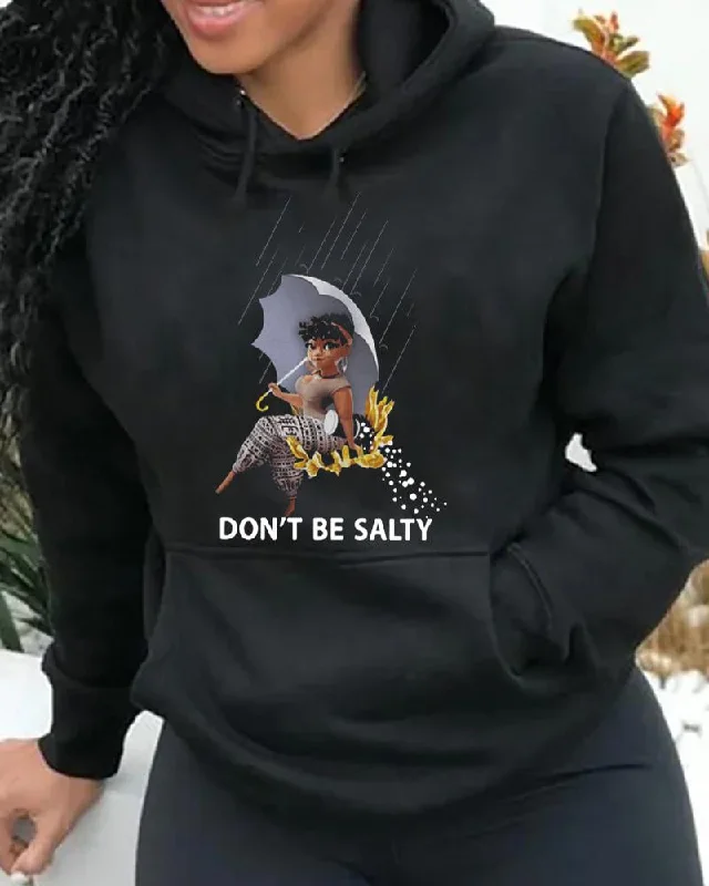 Black girl in the rain slogan print hoodie