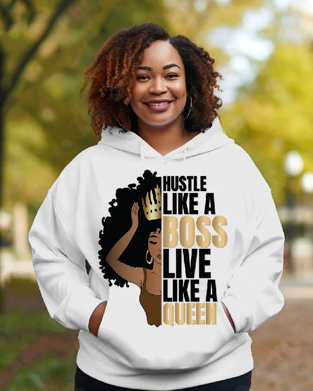 Melanin Queen Hustle Long Sleeves Hoodie