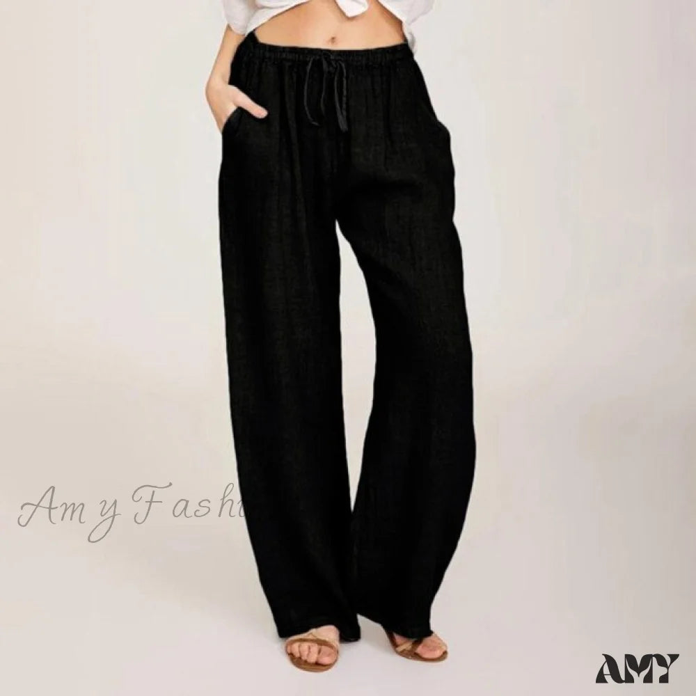 Amy Fashion - Wide Leg Lace-up Pants