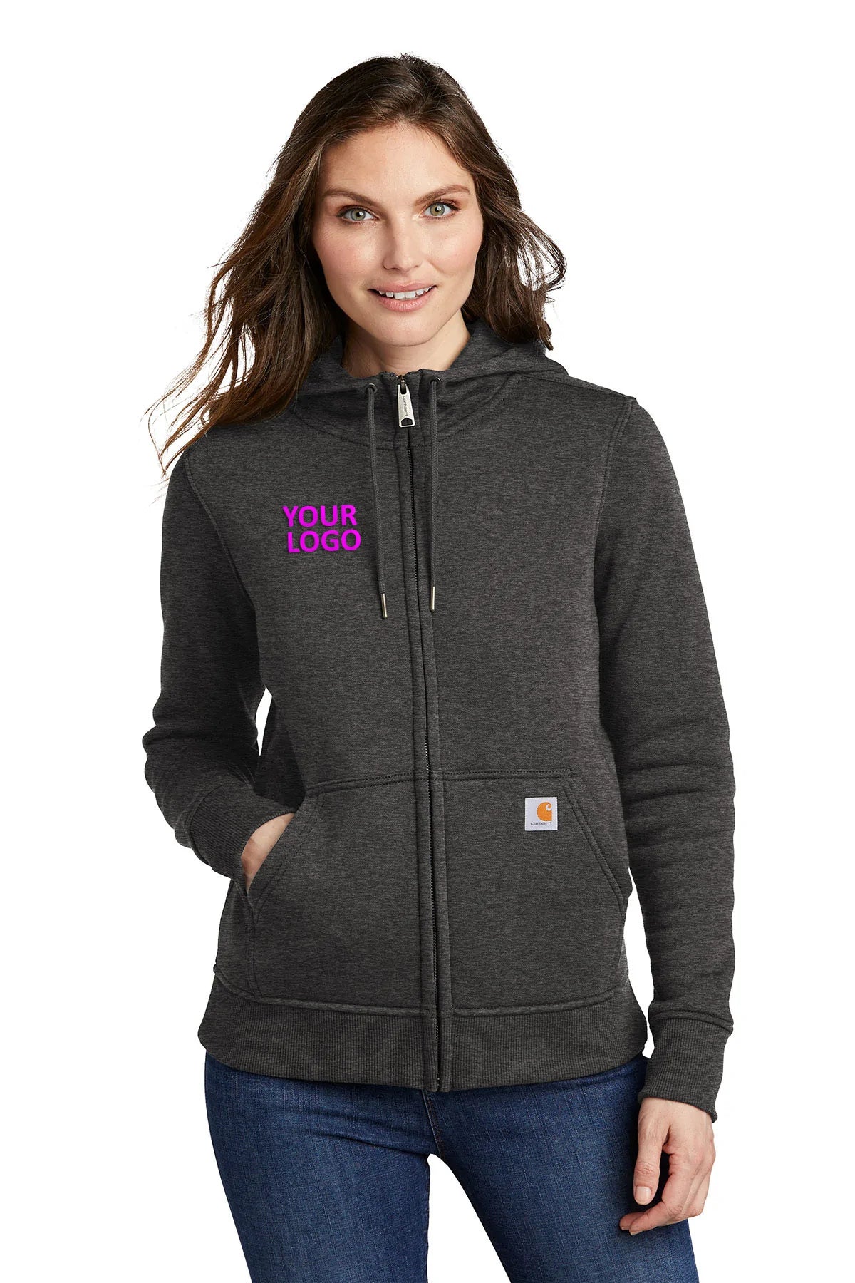 Carhartt Womens Clarksburg Full-Zip Custom Hoodies, Carbon Heather