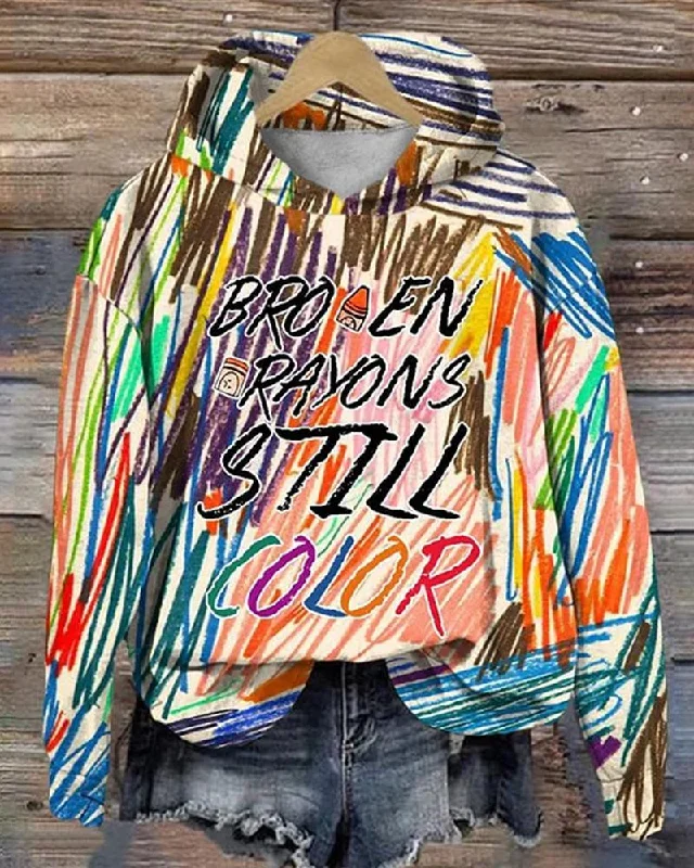 Broken Crayons Still Color Long Sleeve Hoodie