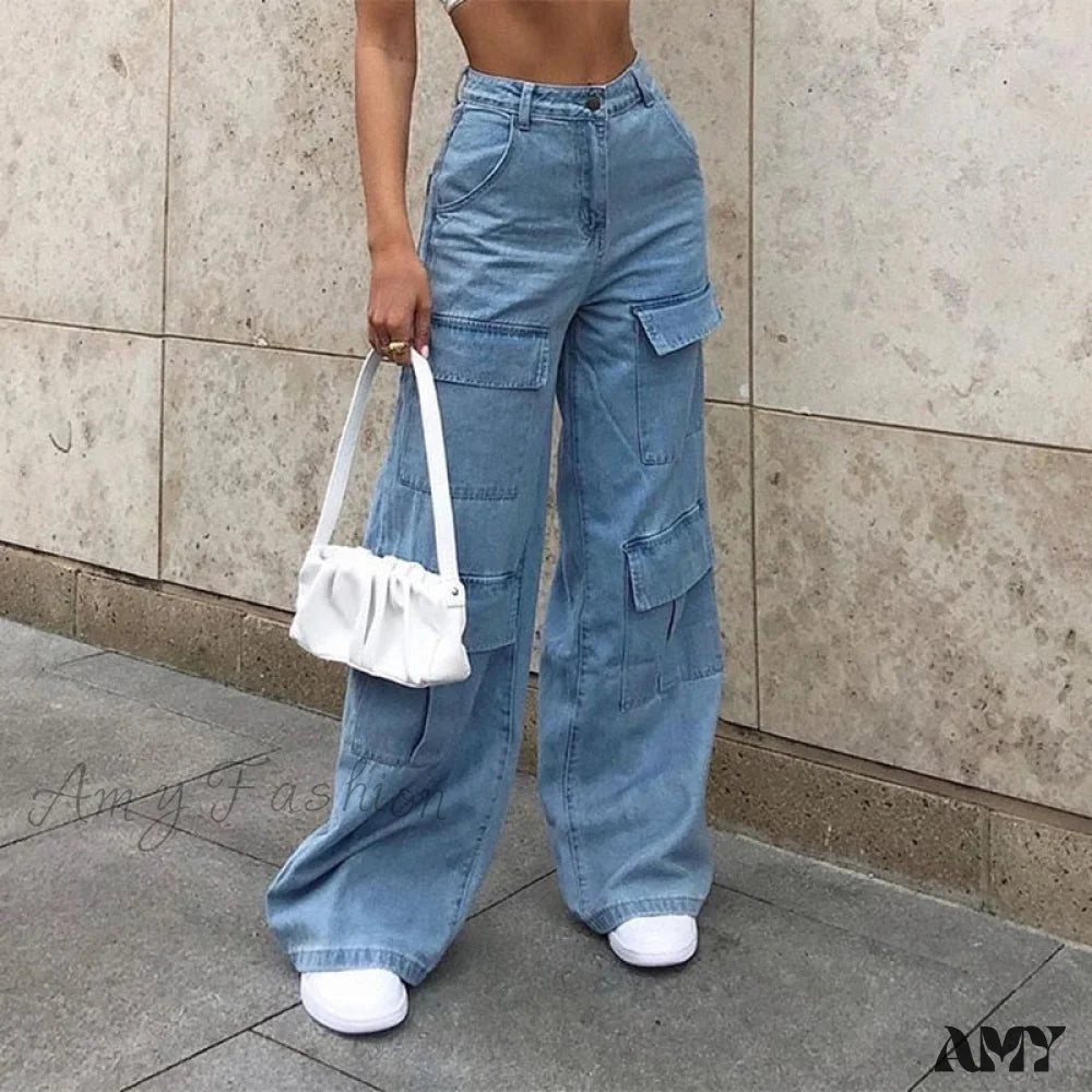 Amy Fashion - Big Pocket Cargo Pants Vintage Mopping Pants