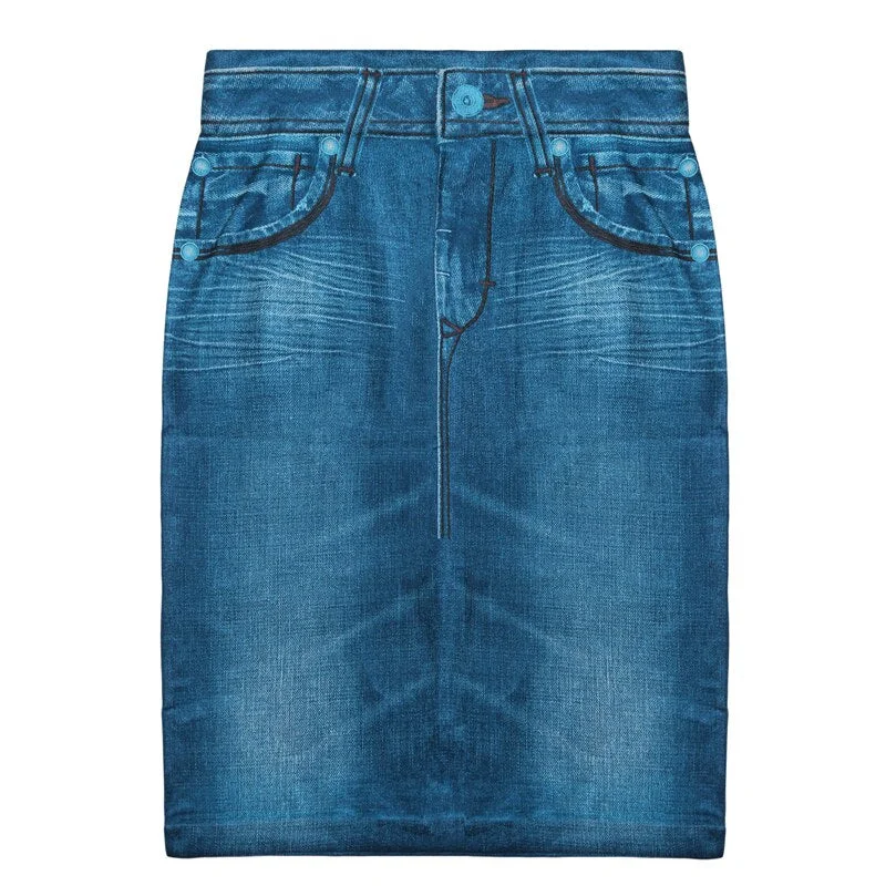 Amy Fashion - Trendy Retro Black Blue Hip Denim Skirt