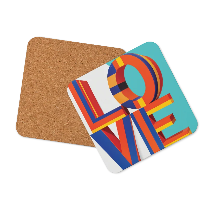 LOVE 3D #home #gift #colorful Cork-back coaster