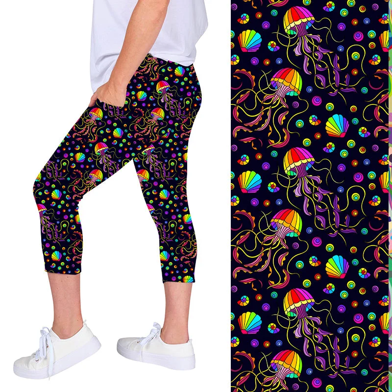 Rainbow Jellyfish Deluxe Pocket Capri