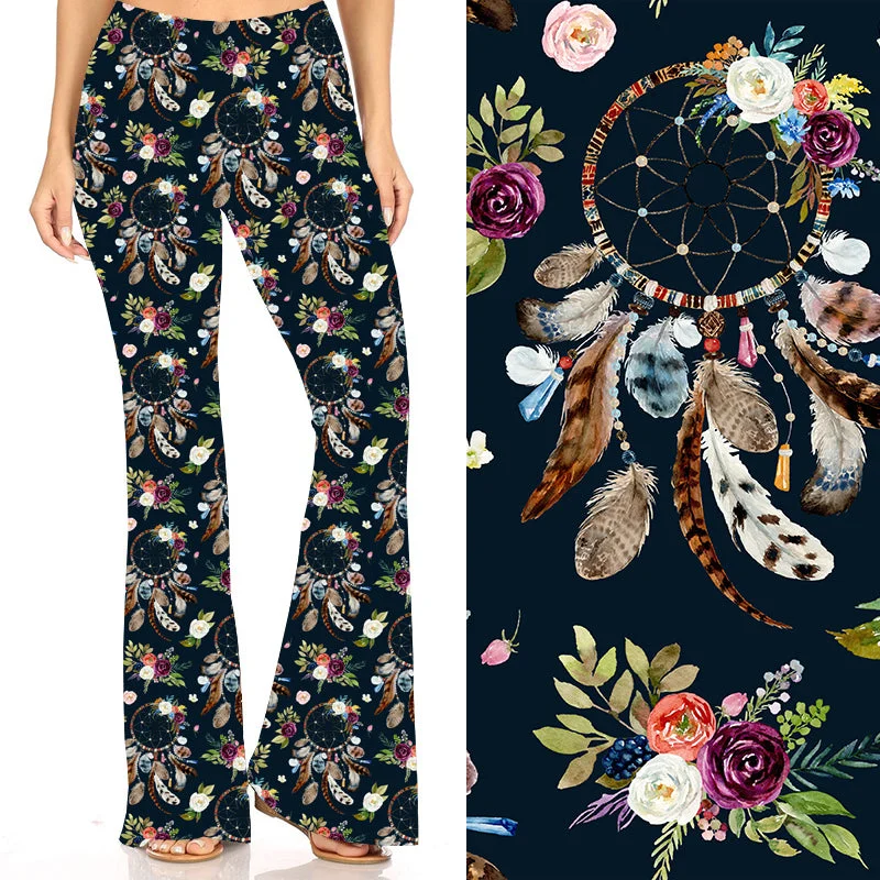 Flower and Dreamcatcher Deluxe Bell Bottoms