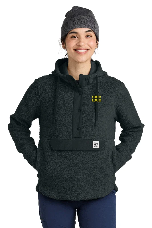 Outdoor Research Womens Packwood Fleece Pullover Custom Hoodies, Black