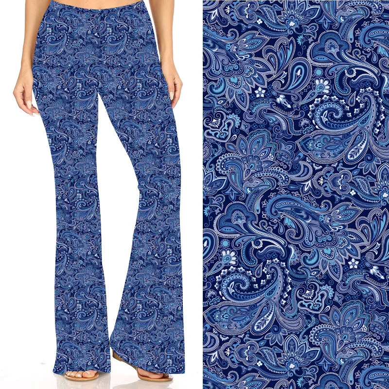 Floating Blue Paisley  Deluxe Bell Bottoms