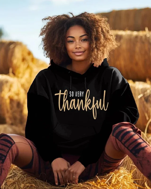 So Thankful Letter Print Long-sleeved Hoodie