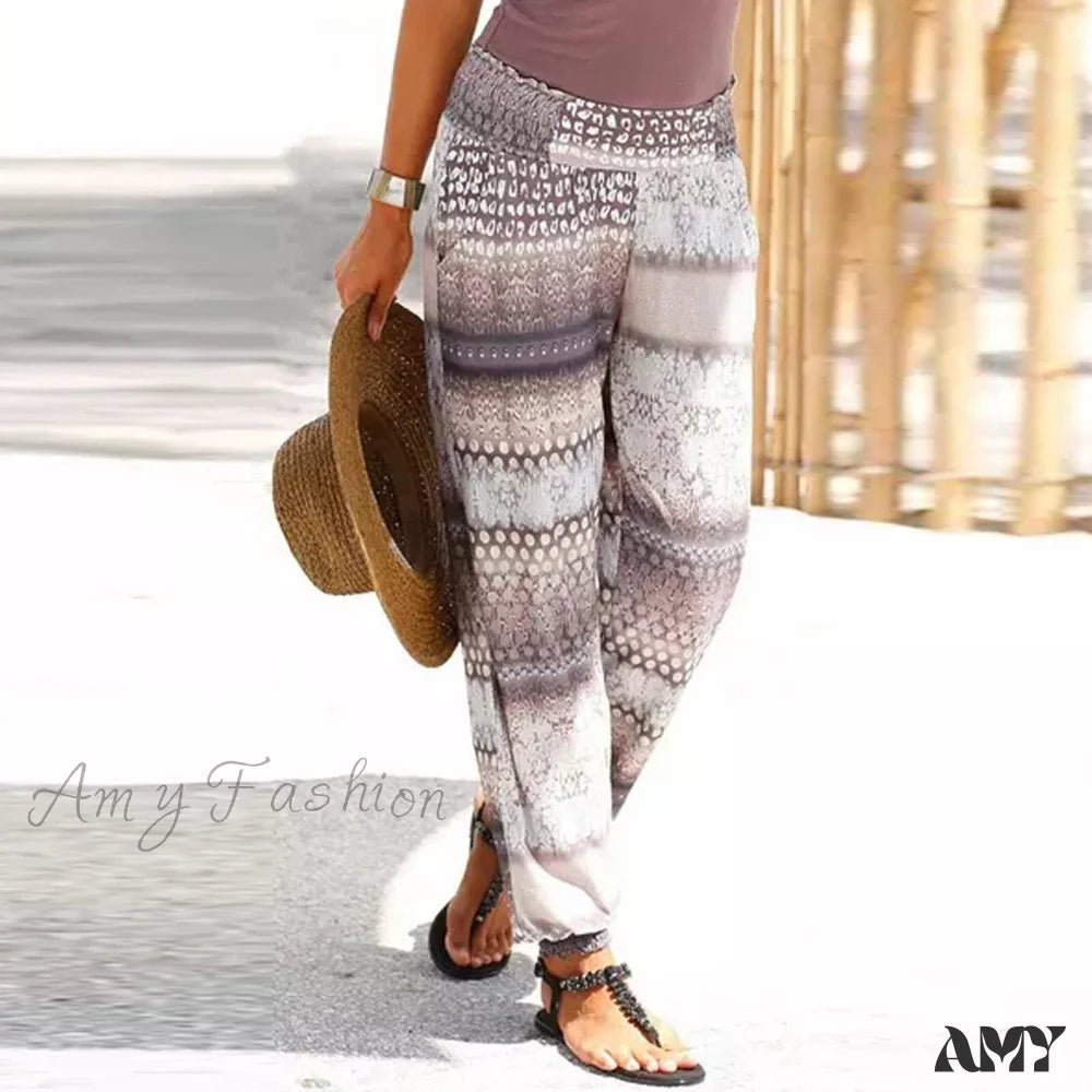 Amy Fashion - High Waist 3D Printing Trousers Long Pants