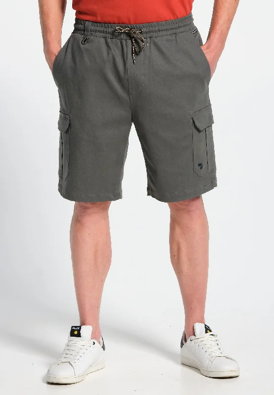 Short cargo homme en coton stretch gris