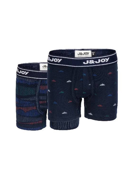 Pack de 2 boxers garçon à motifs imprimés montagnes et lignes