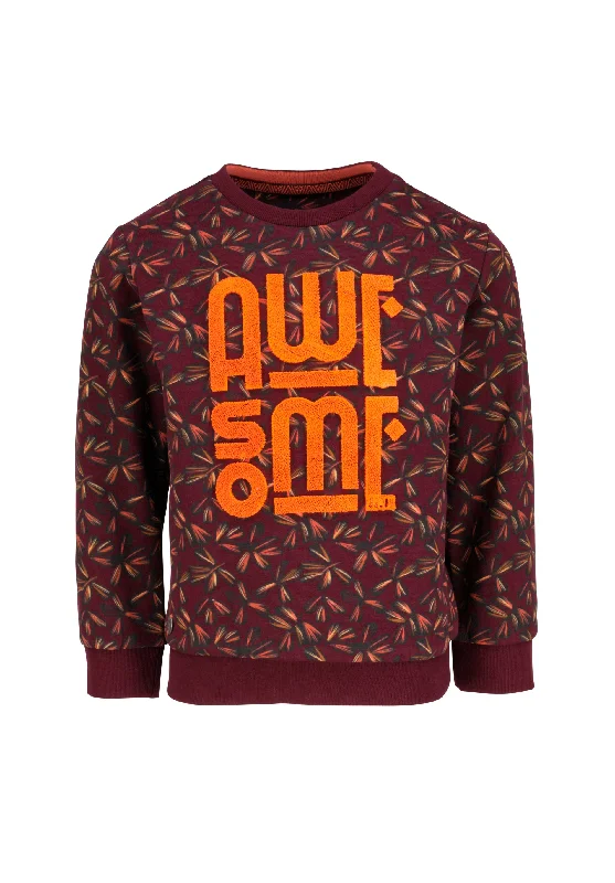 Sweatshirt fille bordeaux avec imprimé floral et broderie Awesome