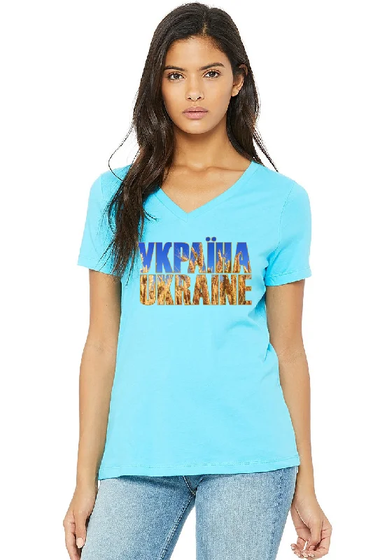 Female fit v-neck t-shirt "УКРАЇНА UKRAINE"