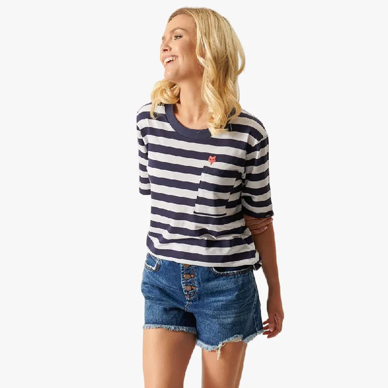 Fox Womens Afterglow Short Sleeve Tee Navy Stripe