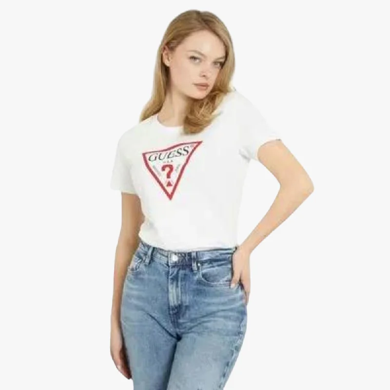 Guess Womens Original Triangle Short Sleeve Tee White