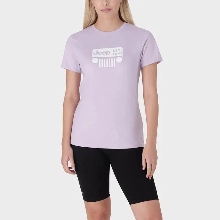 Jeep Womens Iconic Grille Short Sleeve Tee Digital Lavender