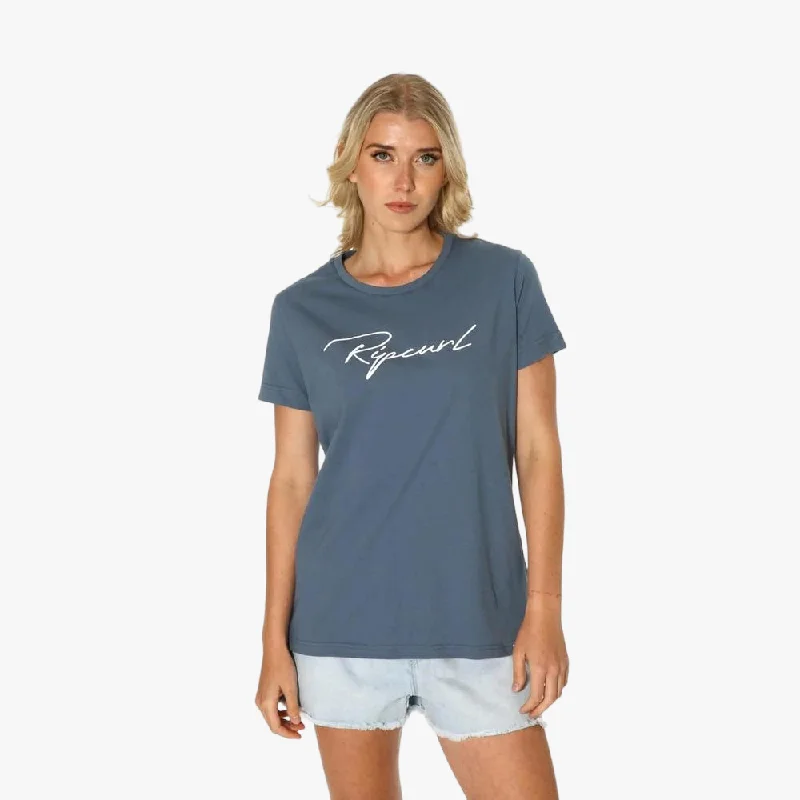 Ripcurl Womens Script Standard Short Sleeve Tee Blue