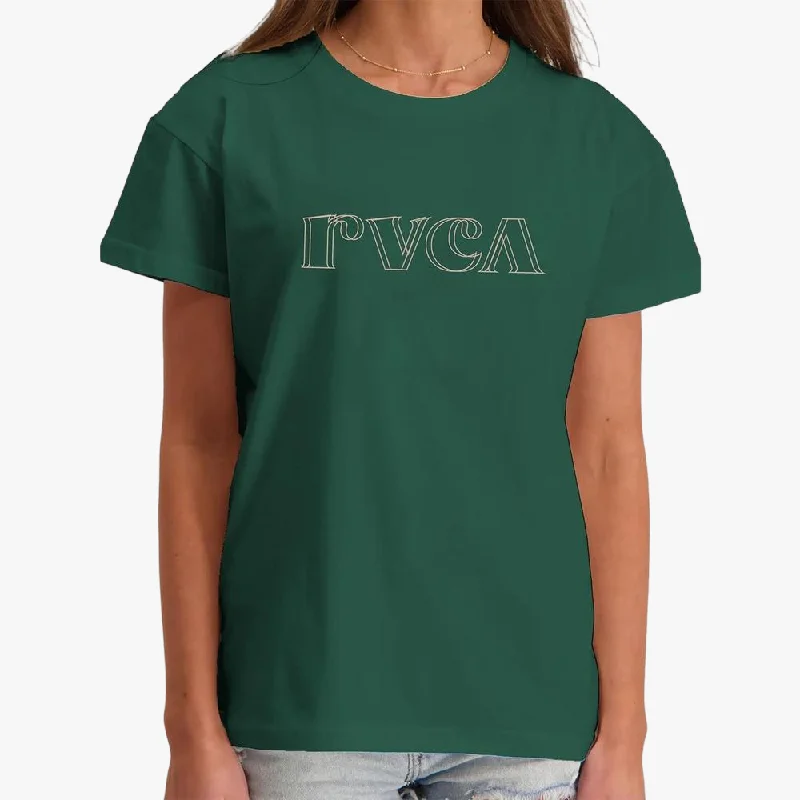 Rvca Womens Curl Keyline Short Sleeve Tee Pine Needle