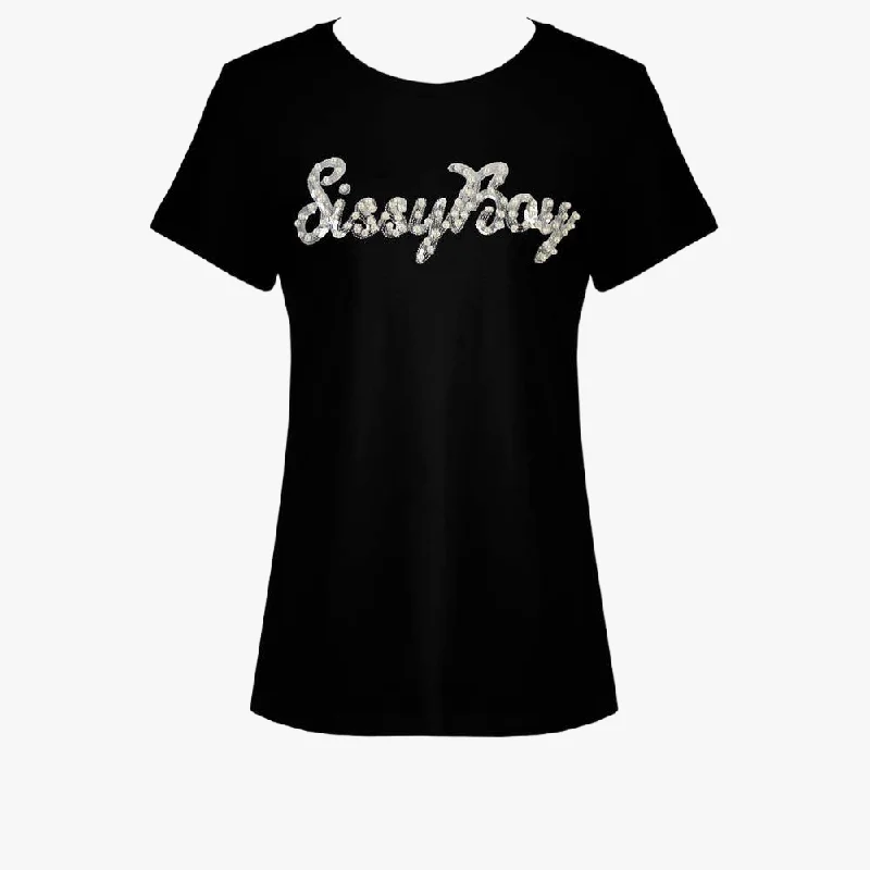 Sissy Boy Regular Fit Multi Technique Logo Short Sleeve Top Black