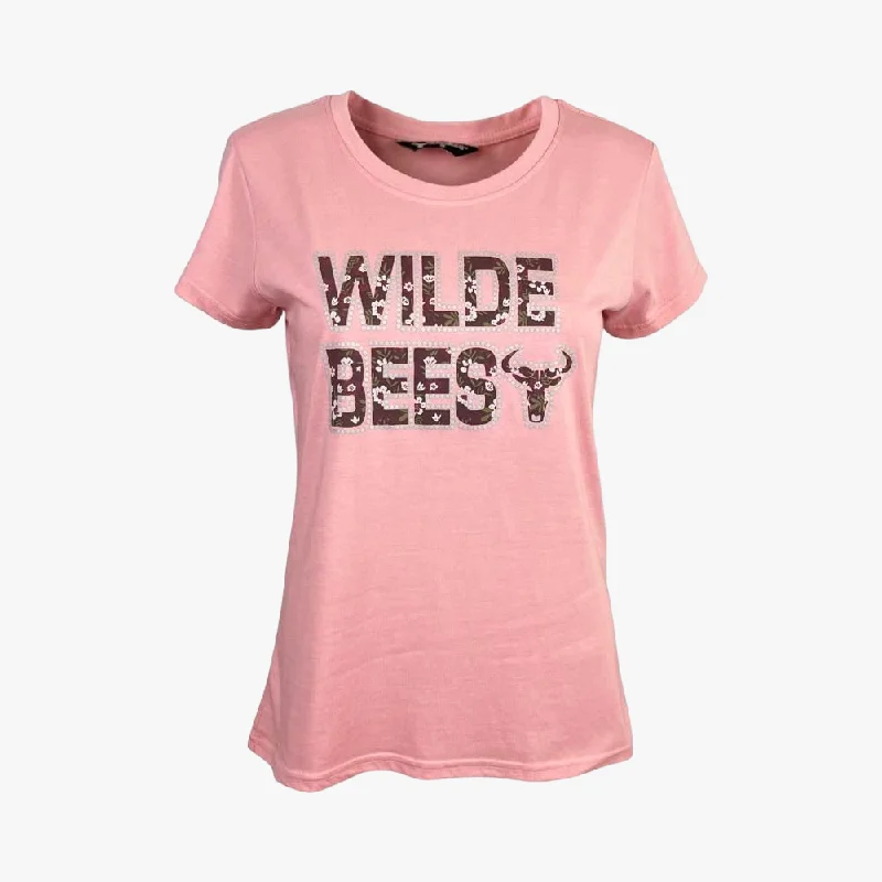 Wildebees Ladies Vintage Dots Short Sleeve Tee Blush Mel