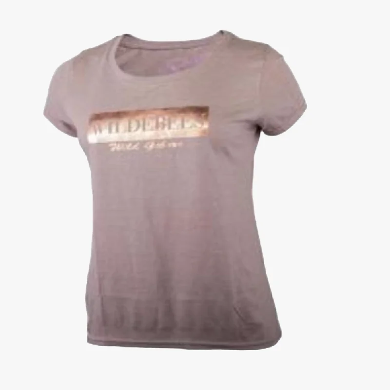 Wildebees Womens Foil Short Sleeve Tee Latte Mel