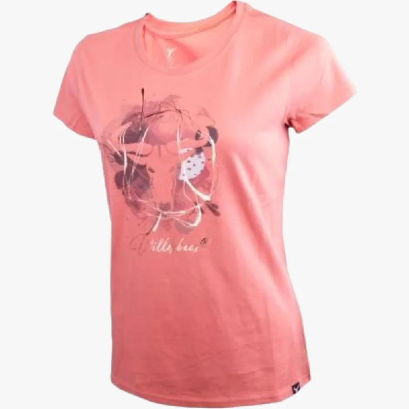 Wildebees Womens Splatter Logo Tee Burnt Coral