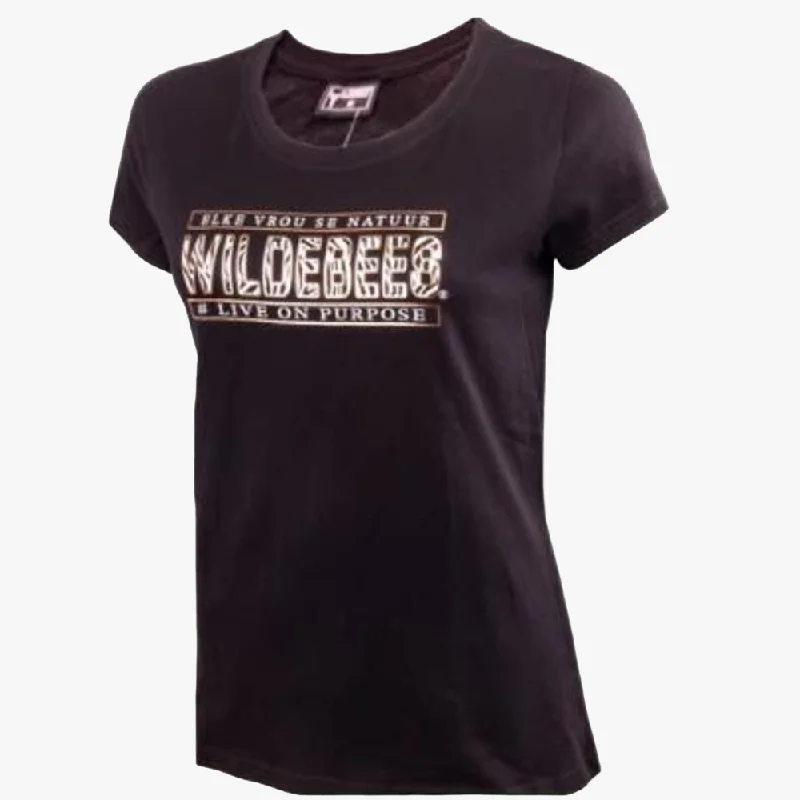 Wildebees Womens Zebby Text Short Sleeve Tee Black