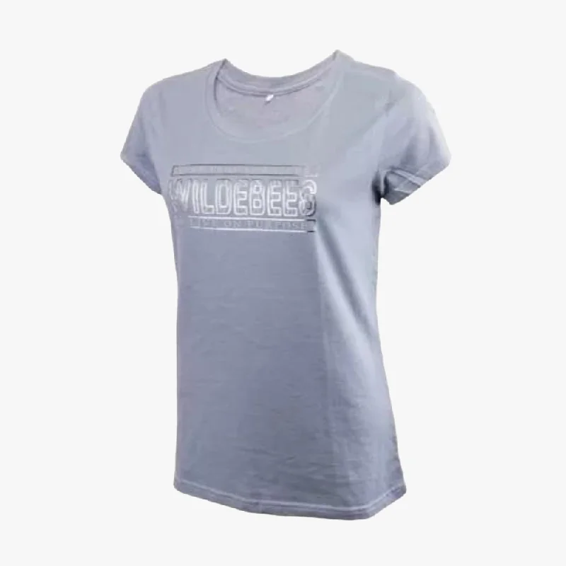 Wildebees Womens Zebby Text Short Sleeve Tee Duck Egg Mel