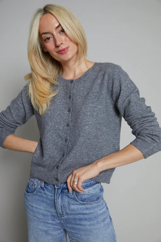 Amelia Classic Cardigan Sweater - Heather Grey