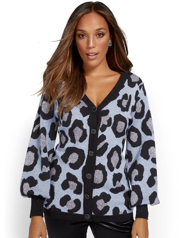 Leopard-Print Oversized Cardigan