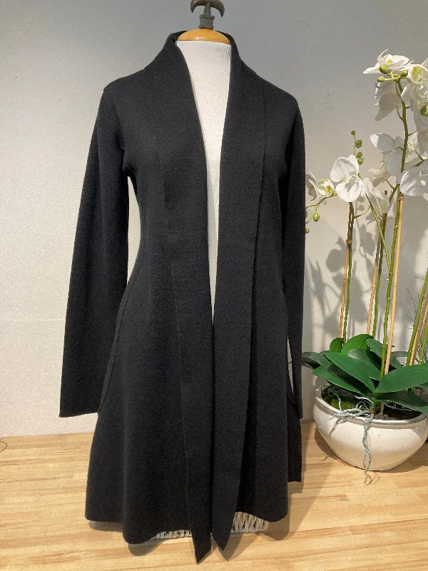 Pure Amici Black Open Long Cardigan Sweater