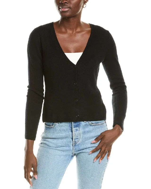 sofiacashmere Modern V-Neck Cashmere Cardigan