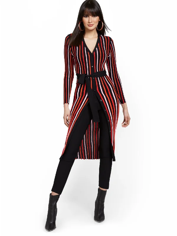 Striped V-Neck Duster