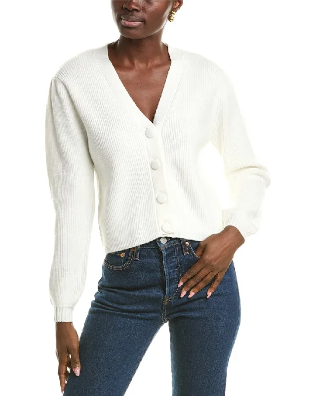 T Tahari Pleated Blouson Sleeve Cardigan