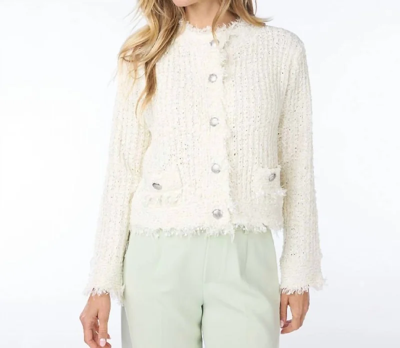 Tweed Cardigan In White