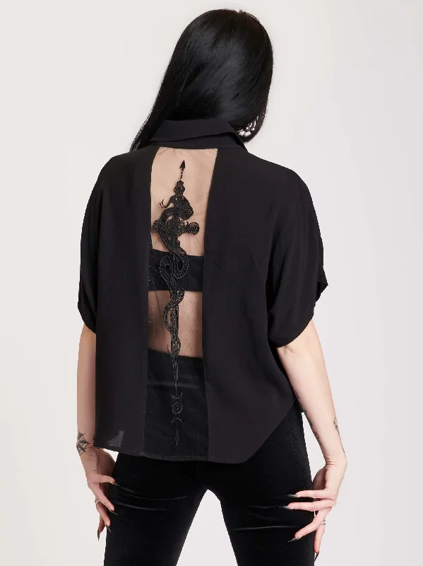 Snake Dagger Embroidered  Shirt