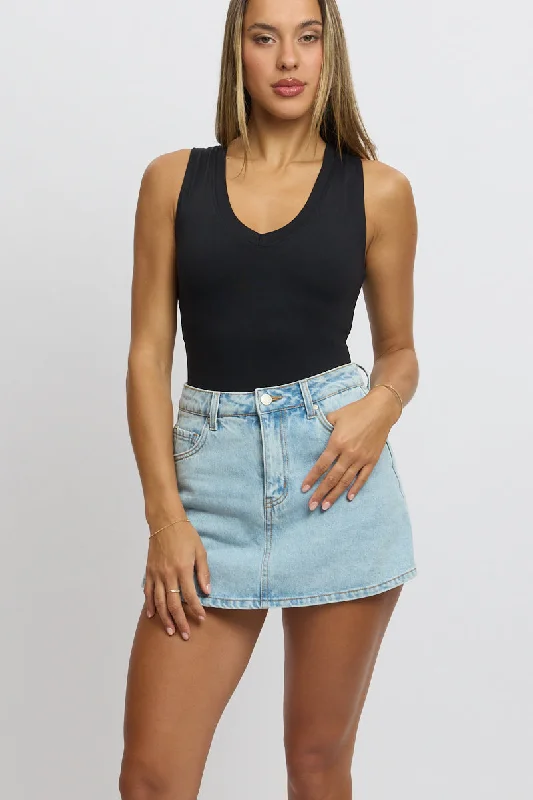 Denim Skort Skirt High Rise