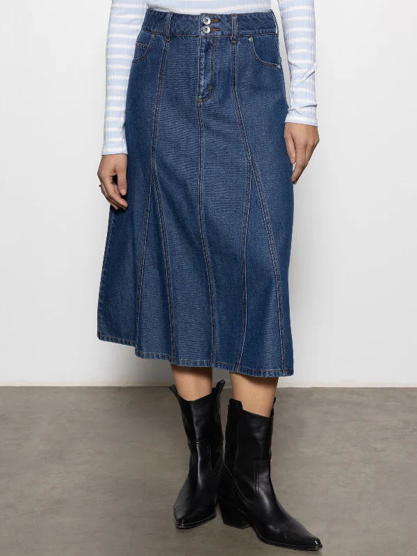 Flora Denim Skirt Happy Hour