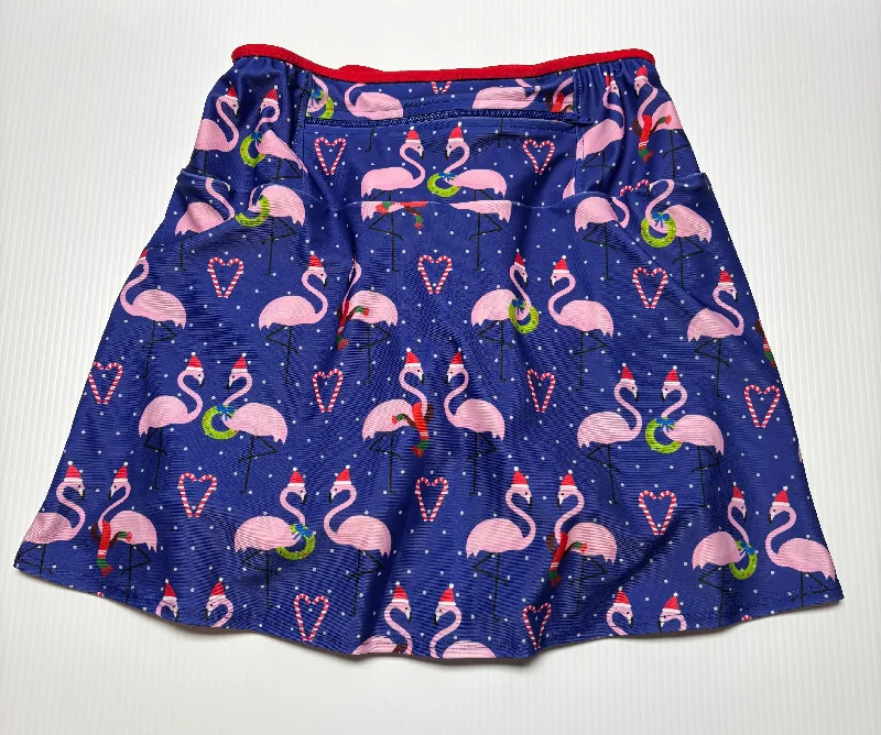 Holiday Flamingos Contrast FlutterCut™ Skirt FZip w/ Piping - S