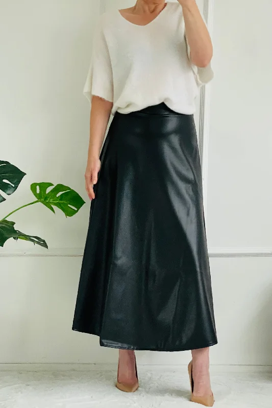 Roxie Pleather Maxi Skirt | Black