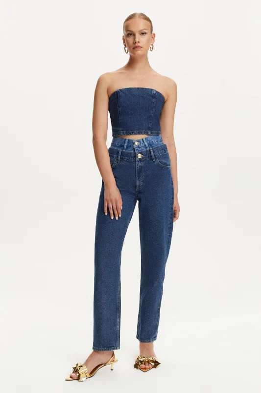 Double Waisted Two Tone Jeans