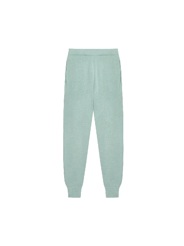 Mens Regenerative Merino Wool Track Pants—eucalyptus blue