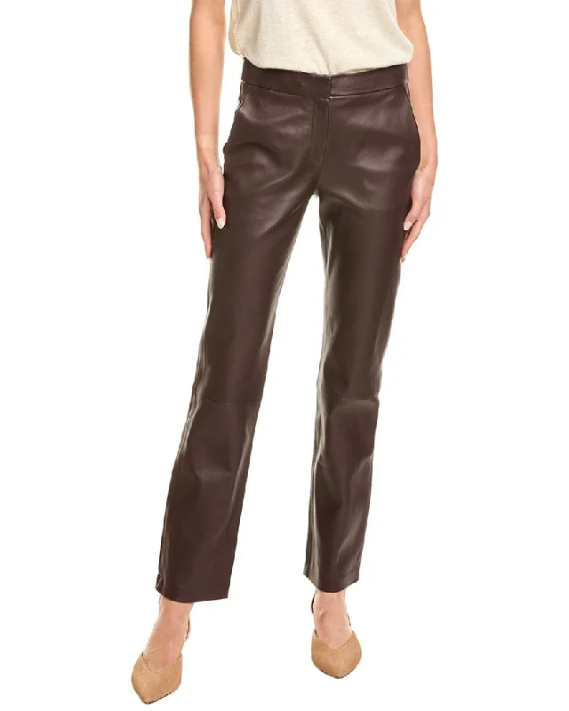 Theory Slim-Straight Leather Pant