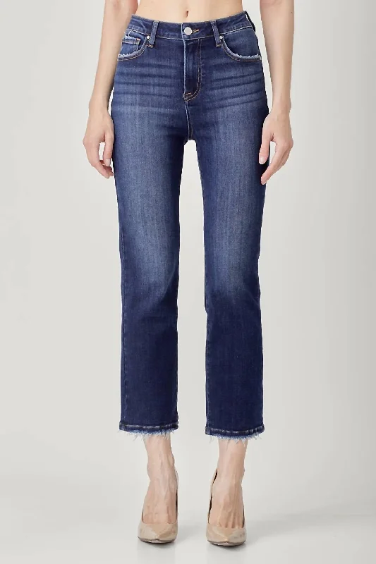 Women's High-Rise Crop Straight Jeans In Blue