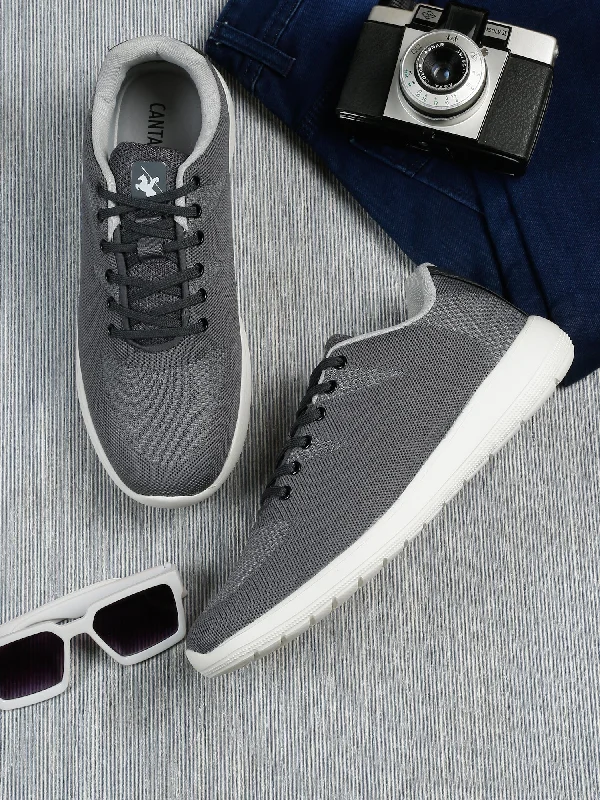 Men Lace-Up Grey Casual Shoes